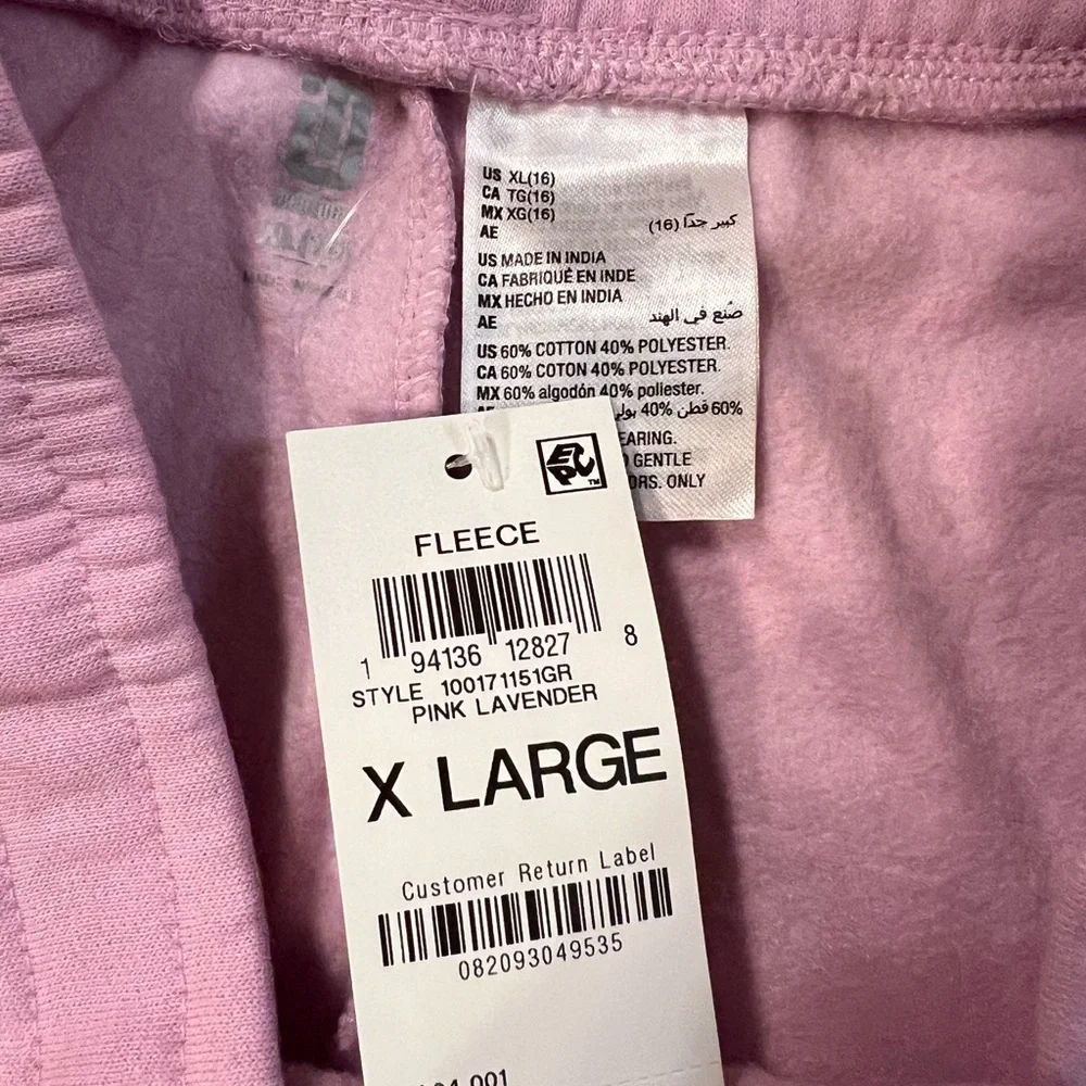 NWT Ideology Girl's Fleece Sweatpants- Pink Lavender XL